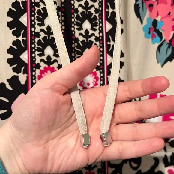 NWT JM Collection Sz Medium Mosaic Boho Floral Nude Pink 3/4 Sleeve Blouse Top! - Picture 4 of 10